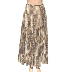 Chaus snake skin print ruffle tiered skirt Sz 6